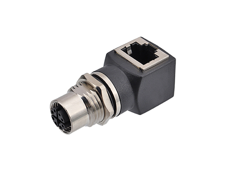 ETHERNET M12 SOCKET 8PIN X CODE/RJ45 JACK ADAPTER CONNECTOR RIGHT ANGLE
