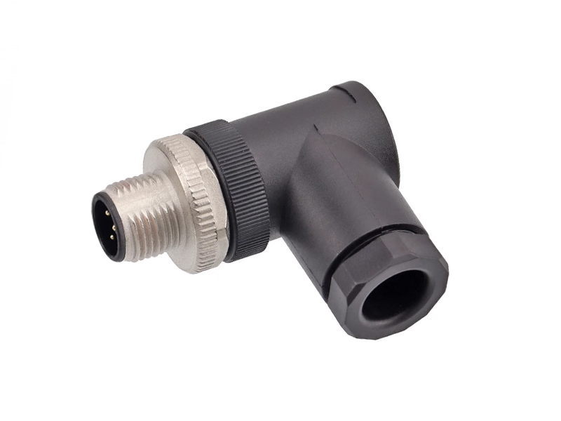 M12 CONNECTOR A CODE MALE SCREW TERMINATION FIELD INSTALLATION 5PIN PLUG RIGHT ANGLE